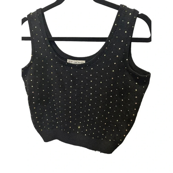 St. John Sportswear Women's Black Polka Dot Sleeveless Scoop Neck Sweater Size S - Picture 7 of 8